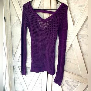 Guess purple V-Neck fishnet long sleeve